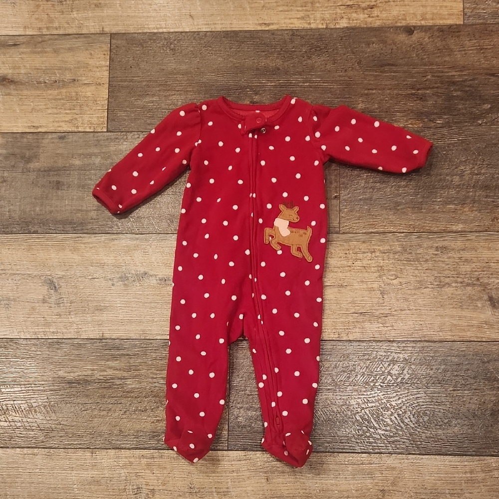 Carters  Red Christmas One-Piece Footie With Reindeer